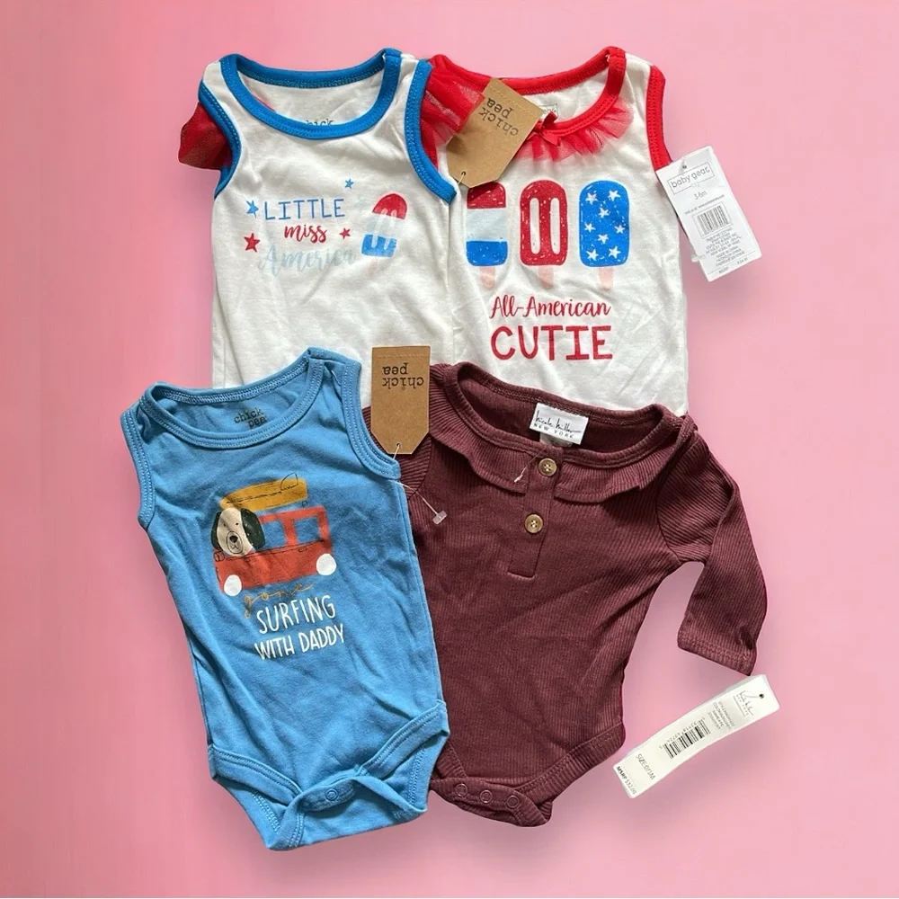 Chick Pea Nicole Miller Baby Gear Bodysuit Onesie Clothes Bundle 4 Piece Set